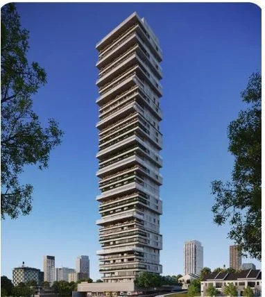 Torre residencial com jardins nas sacadas, projeto elétrico da Automatize